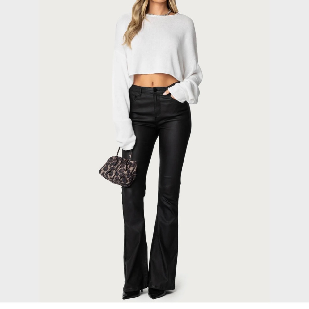Edikted Black Faux Leather Pants